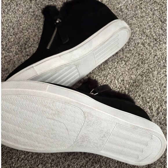 Madden Girl Prevale Hidden Wedge Faux Fur Suede Zip Sneakers Wedge 8 Sneakers - Picture 6 of 6